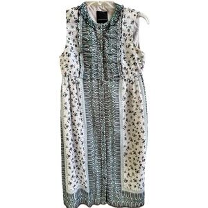 Anna Sui For Anthropologie Elfine‎ Stitch Floral Silk Shift Sheath Dress Sz 0
